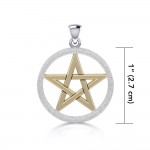Silver and Gold Pentacle Pendant with Sand Blast