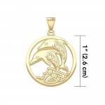 Celtic Jumping Dolphins Solid Gold Pendant