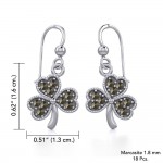 A young spring of luck and happiness Silver Jewelry Celtic Shamrock Hook Earrings with Marcasite