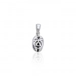 Recovery Symbol on Coffee Bean Silver Pendant
