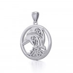 Celtic Jumping Dolphins Silver Pendant