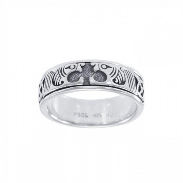 Une belle mystique ~ Celtic Knotwork Dragon Sterling Silver Spinner Ring