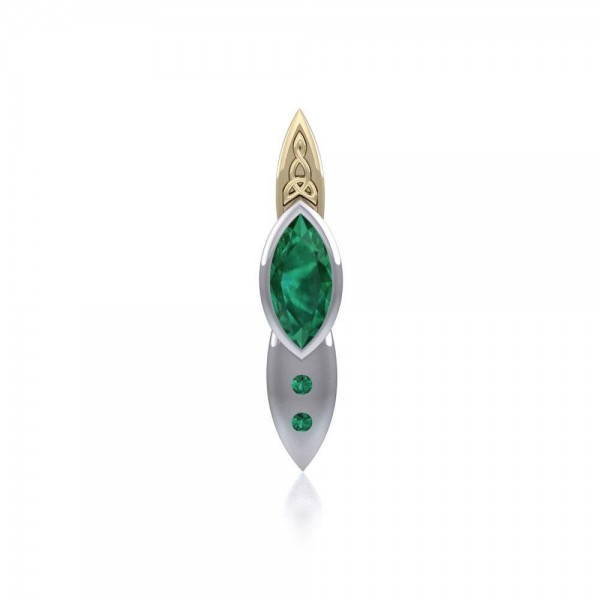 Un symbole d’éternité dans un design splendide ~ Celtic Knotwork Sterling Silver Pendentif Bijoux avec accent d’or 18k et pierre précieuse