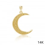 Celtic Crescent Moon Solid Gold Pendant