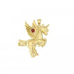 Mythical Unicorn Solid Gold Pendant with Gemstone