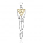 Embodying the Spirit of the Earth ~ Sterling Silver Danu Goddess Trinity Knot Pendant with 14k Gold accent