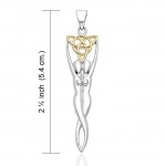 Embodying the Spirit of the Earth ~ Sterling Silver Danu Goddess Trinity Knot Pendant with 14k Gold accent