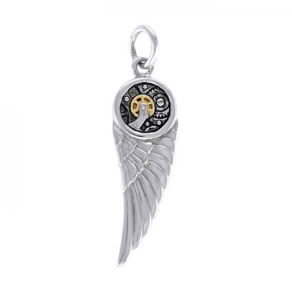 Wing Steampunk Silver and Gold Accent