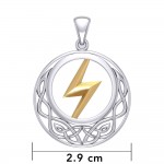 Zeus God Lightning Bolt avec nœud celtique argent et pendentif en or