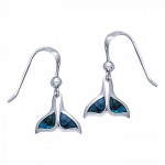Inlaid Whale Tail Silver Earrings