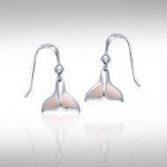 Inlaid Whale Tail Silver Earrings
