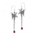 Firefly Fairy Silver Earrings with Dangling Gemstone