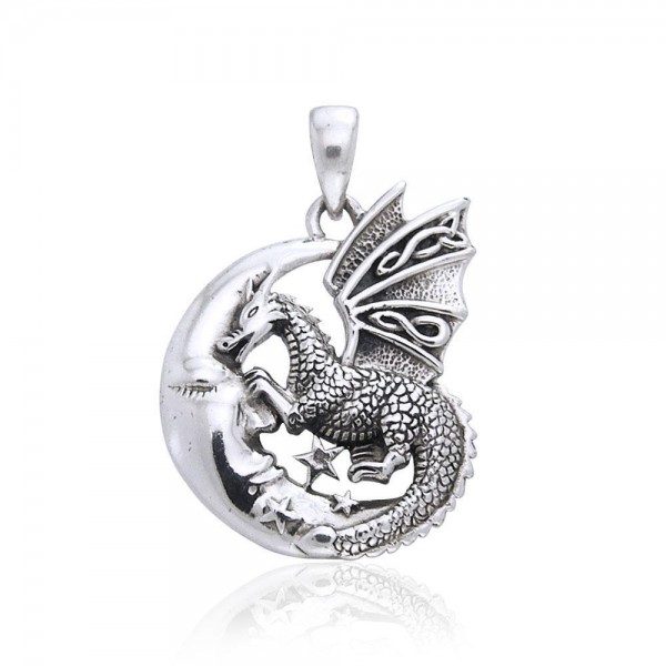 Fusion of power and grace ~ Sterling Silver Jewelry Dragon Pendant