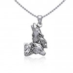Sterling Silver Howling Wolf Pendant