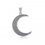 Honor the lunar power ~ Celtic Knotwork Crescent Moon Sterling Silver Pendant Jewelry