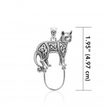 Celtic Cat Silver Charm Holder Pendant