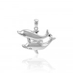 Double Dolphin Silver Pendant