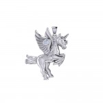 Mythical Unicorn Silver Pendant with Gemstone