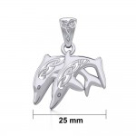 Celtic Swimming Dolphins Silver Pendant