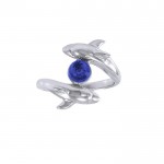 Dolphin and Gemstone Sterling Silver Ring