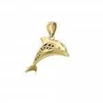Celtic Jumping Dolphin Solid Gold Pendant