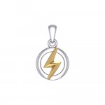 Zeus God Lightning Bolt Silver and Gold Pendant