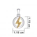 Zeus God Lightning Bolt Silver and Gold Pendant