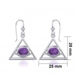 Eye of The Pyramid Silver Earrings with Gem