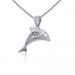 Celtic Jumping Dolphin Silver Pendant
