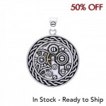 Endless Circle Knot in Steampunk ~ Sterling Silver Jewelry Pendant with 14k Gold accent