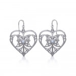 Celtic Triple Goddess Love Peace Sterling Silver Earrings with Gemstone