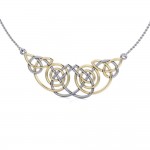 Celtic Knot Spiral Gold Accent Silver Necklace