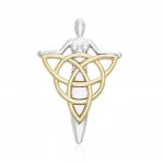 Sterling Silver Danu Goddess Triquetra Pendant with 14k Gold accent
