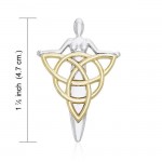 Sterling Silver Danu Goddess Triquetra Pendant with 14k Gold accent