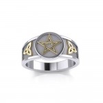 Pentacle with Trinity Knot Silver and Gold Vermeil Ring