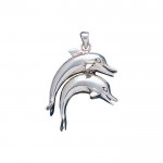 Double Dolphins Silver Pendant