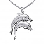 Double Dolphins Silver Pendant