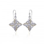 Celtic Four Point Knot Silver and Gold Earrings