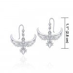 Phoenix with Fleur De Lis Sterling Silver Earrings