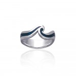 A happy moment when out to play with the sea waves ~ Sterling Silver Jewelry Inlaid Ring