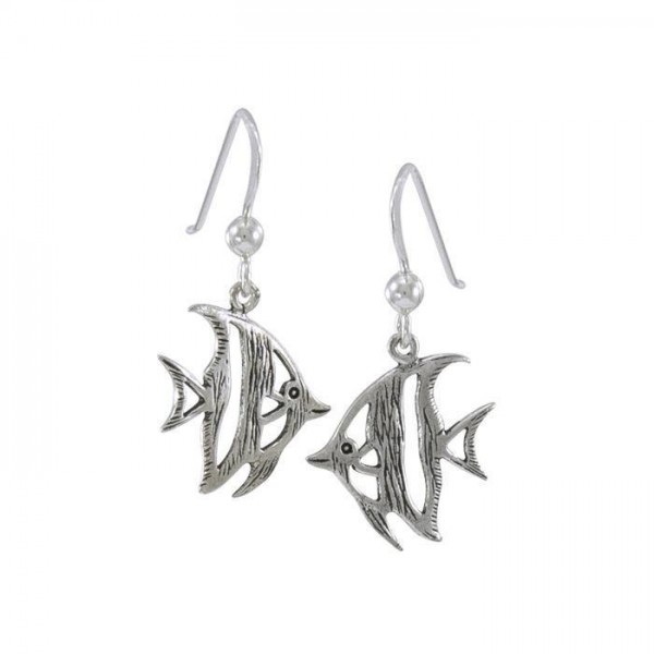Colorful affirmation ~ Sterling Silver Jewelry Angelfish Hook Earrings