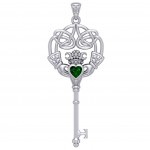 Pendentif en argent irlandais Celtique Claddagh Spiritual Key