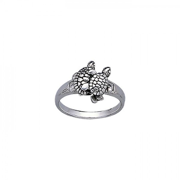 Turtle Pair Silver Ring