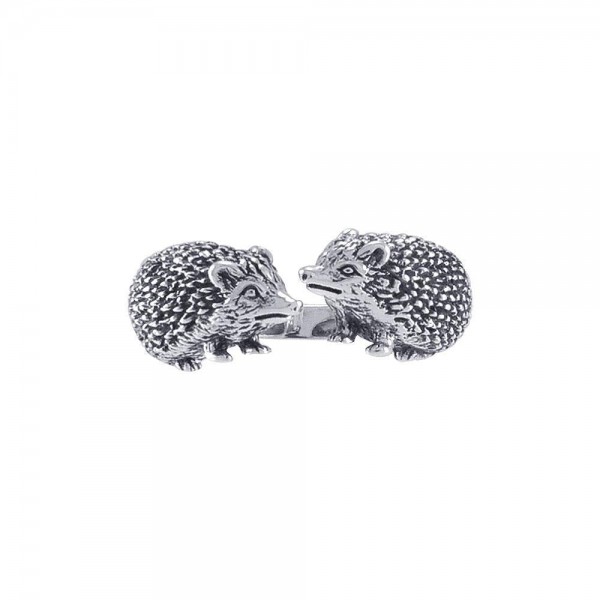 Kissing Porcupines Silver Adjustable Wrap Ring