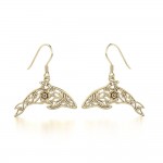 Dolphin Filigree Hook Earrings in 14k Gold