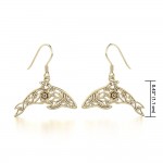 Dolphin Filigree Hook Earrings in 14k Gold