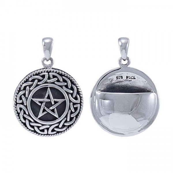 Aromatherapy Solid Pentagram Pomander Sterling Silver Pendant