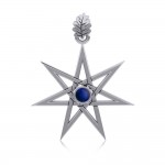 Elven Star and Oak Leaf Sterling Silver Pendant with Gemstone