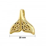 Celtic Knotwork Whale Tail Solid Gold Pendant