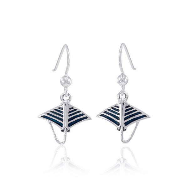 Manta Ray Sterling Silver Dangle Boucles d’oreilles